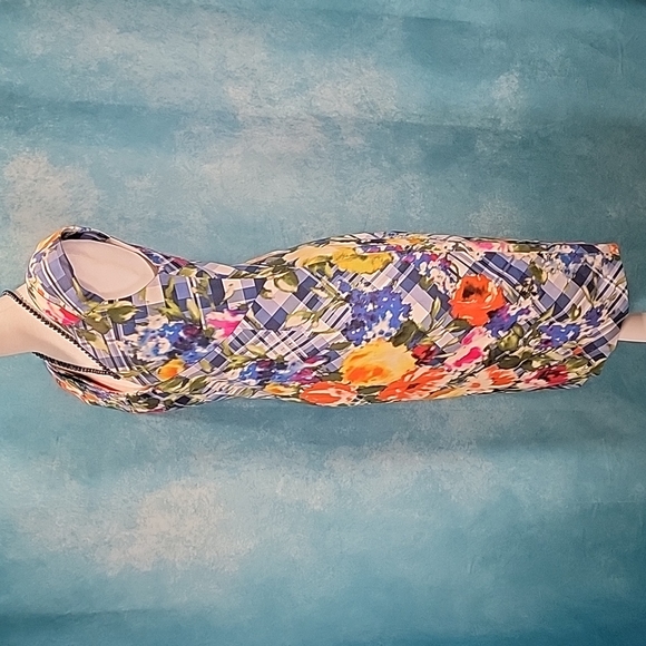 ❤Oscar de la Renta Dress w/ Bright Floral/Lattice Print & Gorgeous Pleats/Panels - Picture 2 of 16